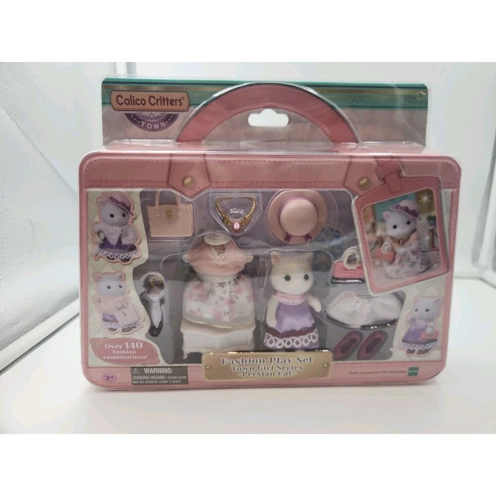 New Calico Critters Town Girl Series Persian Cat Fashion Play Set Posable Figure